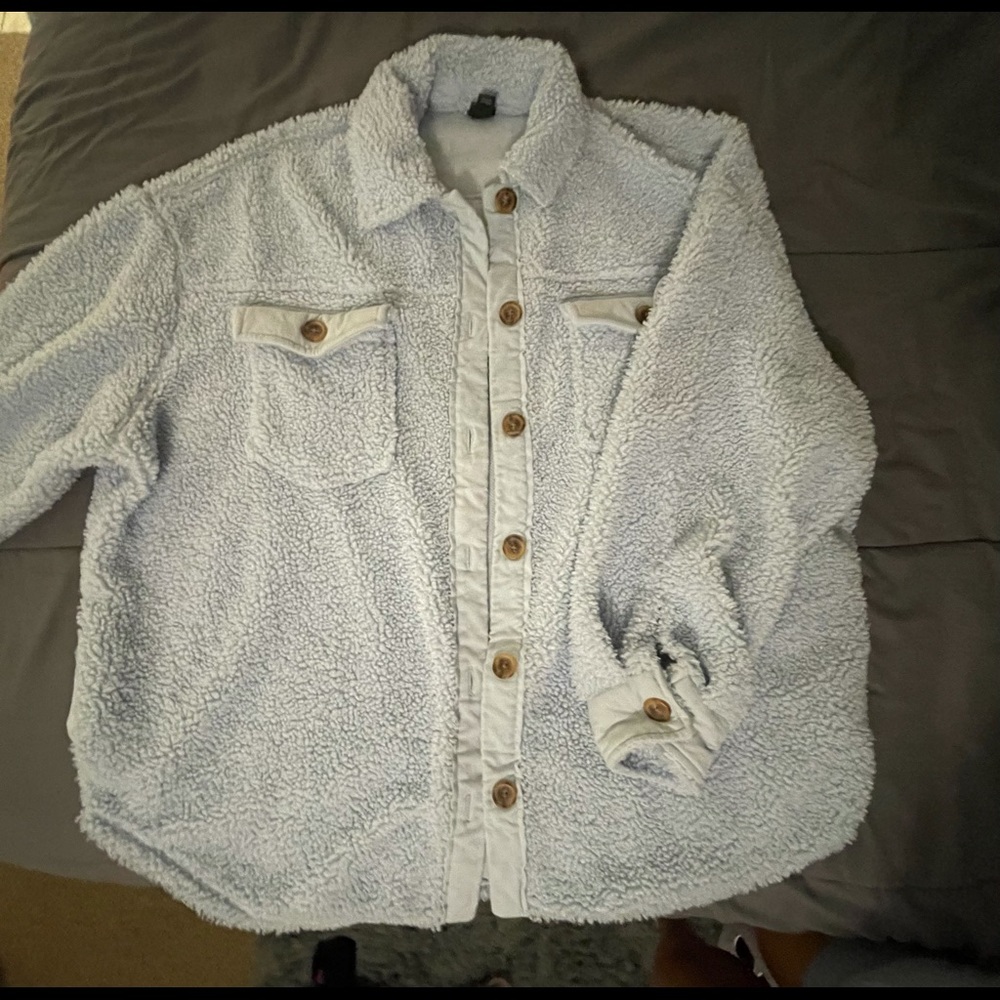 Light blue fluffy jacket